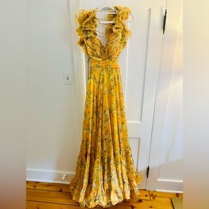 Mac Duggal Floral Chiffon Gown - Yellow